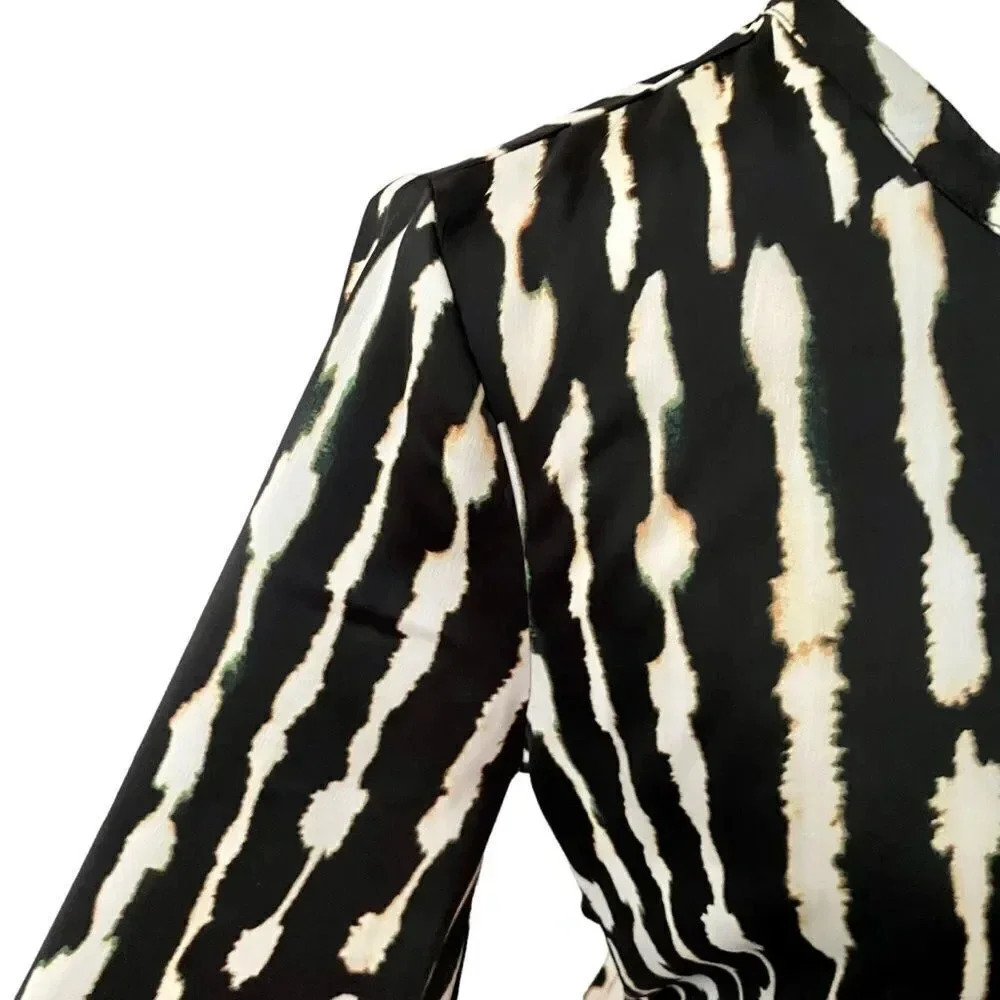 Bar III x Nicole Williams English Abstract Bell Sleeve Tie Crop Top XS - Picture 6 of 14
